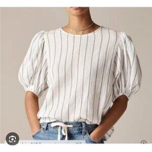J. Crew White and Blue Striped Puff Sleeve Blouse
Size S. NWT